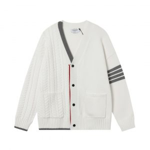 톰브라운(Thom Browne) 믹스 케이블 사선 가디건 화이트