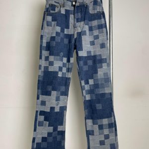 루이비통 (Louis Vuitton) 픽셀 체커보드 데님 팬츠