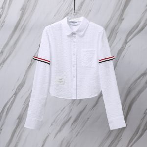 톰브라운(Thom Browne) 여성용 RWB 암밴드 크롭 화이트 셔츠