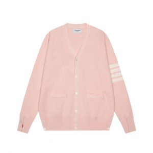 톰브라운(Thom Browne) 사선 암밴드 클래식 니트 가디건 - 핑크