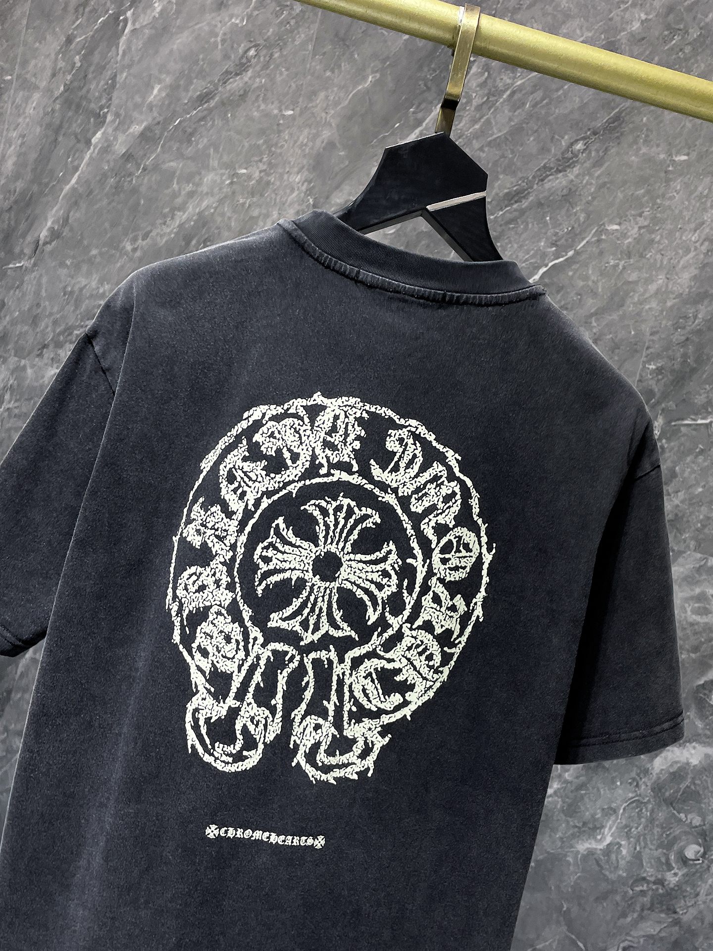 크롬하츠(Chrome Hearts)워싱 빈티지 플로럴 십자가 반팔 티셔츠 - 이미지 7