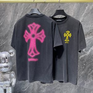 크롬하츠(Chrome Hearts)플로럴 십자가 워싱 발포 프린팅 반팔 티셔츠