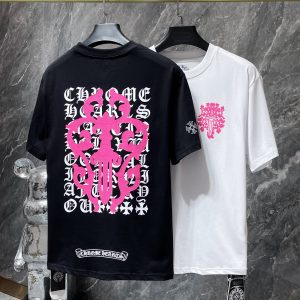 크롬하츠(Chrome Hearts) 플로럴 십자가 핑크 포인트 반팔 티셔츠