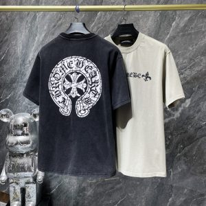 크롬하츠(Chrome Hearts) 빈티지 워싱 플로럴 십자가 반팔 티셔츠