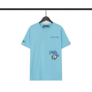 크롬하츠(Chrome Hearts) 블루 매티 플로럴 자수 반팔 티셔츠