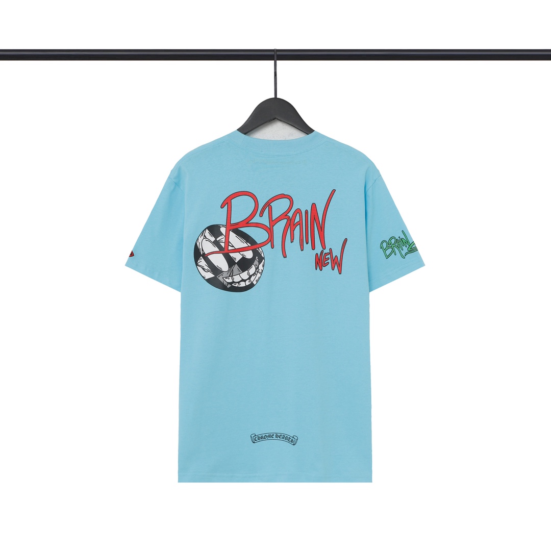 크롬하츠(Chrome Hearts) 블루 매티 플로럴 자수 반팔 티셔츠 - 이미지 2