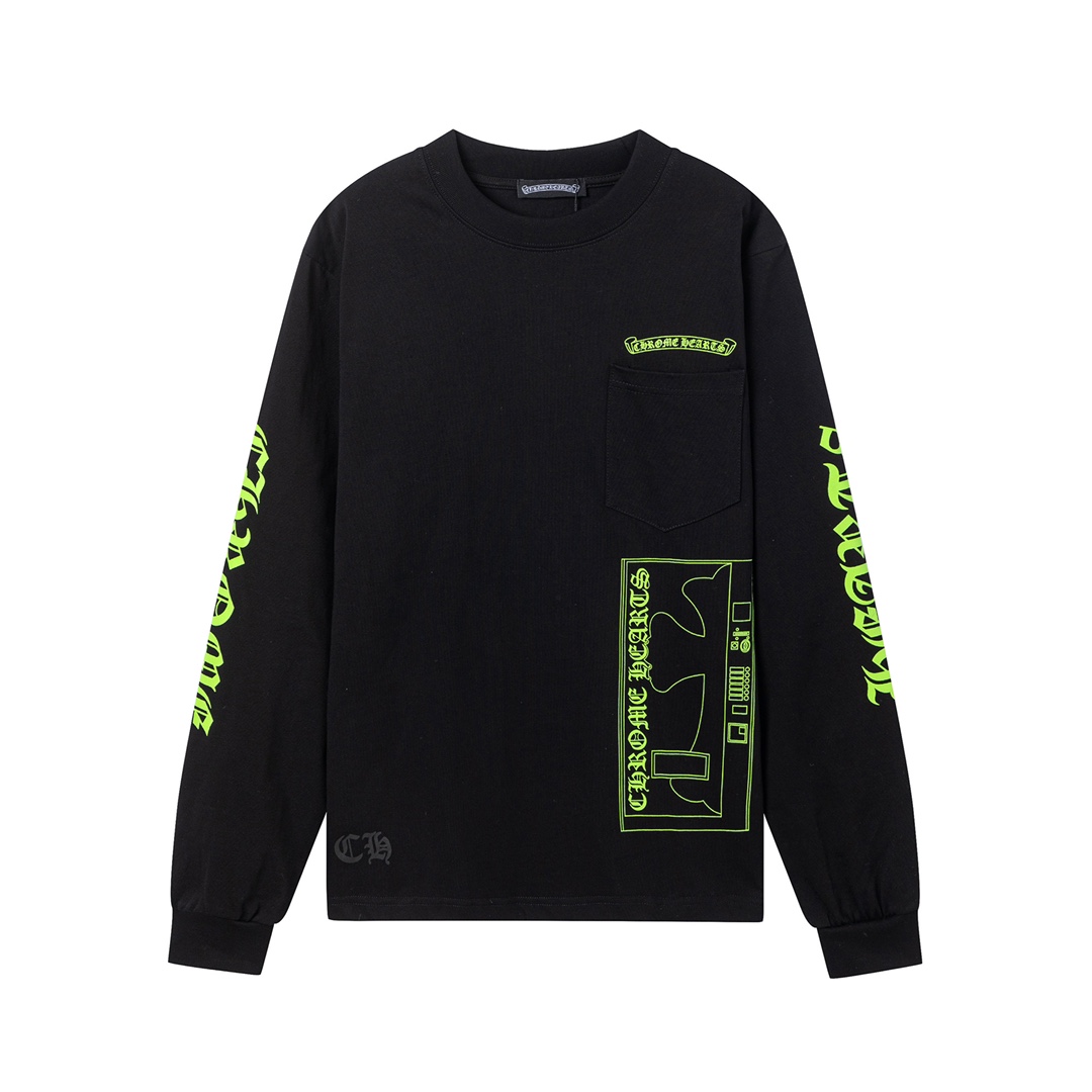 크롬하츠(Chrome Hearts) 플로럴 워싱 프린팅 포켓 긴팔 티셔츠