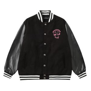 크롬하츠(Chrome Hearts) 가죽 패치 베이스볼 자켓