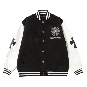 크롬하츠(Chrome Hearts) 가죽 패치 베이스볼 자켓
