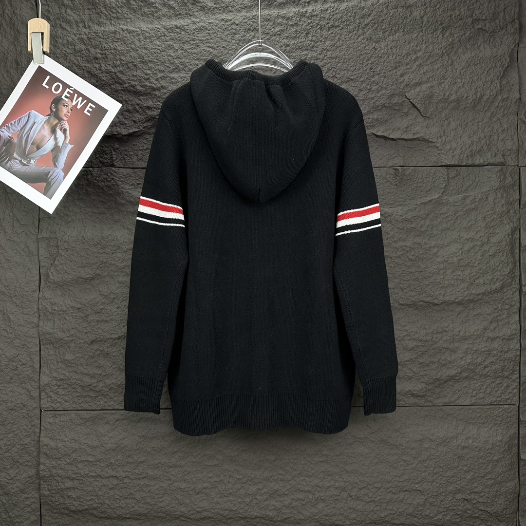 톰브라운(Thom Browne) 사선 암밴드 캐시미어 혼방 니트 후드 집업 - 이미지 2