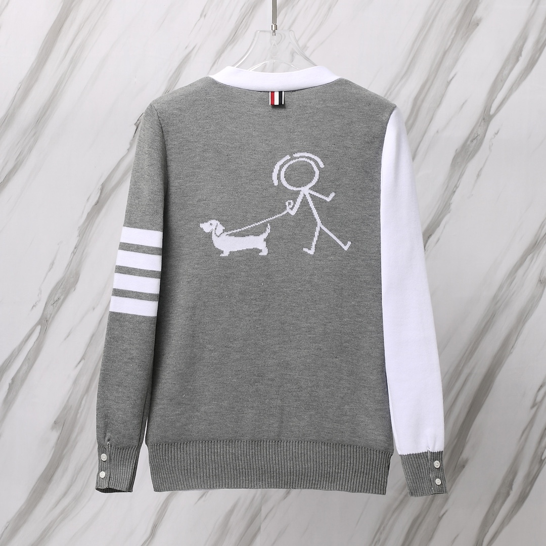 톰브라운(Thom Browne) 헥터 & 스틱맨 그래픽 펀메드 가디건 - 이미지 2