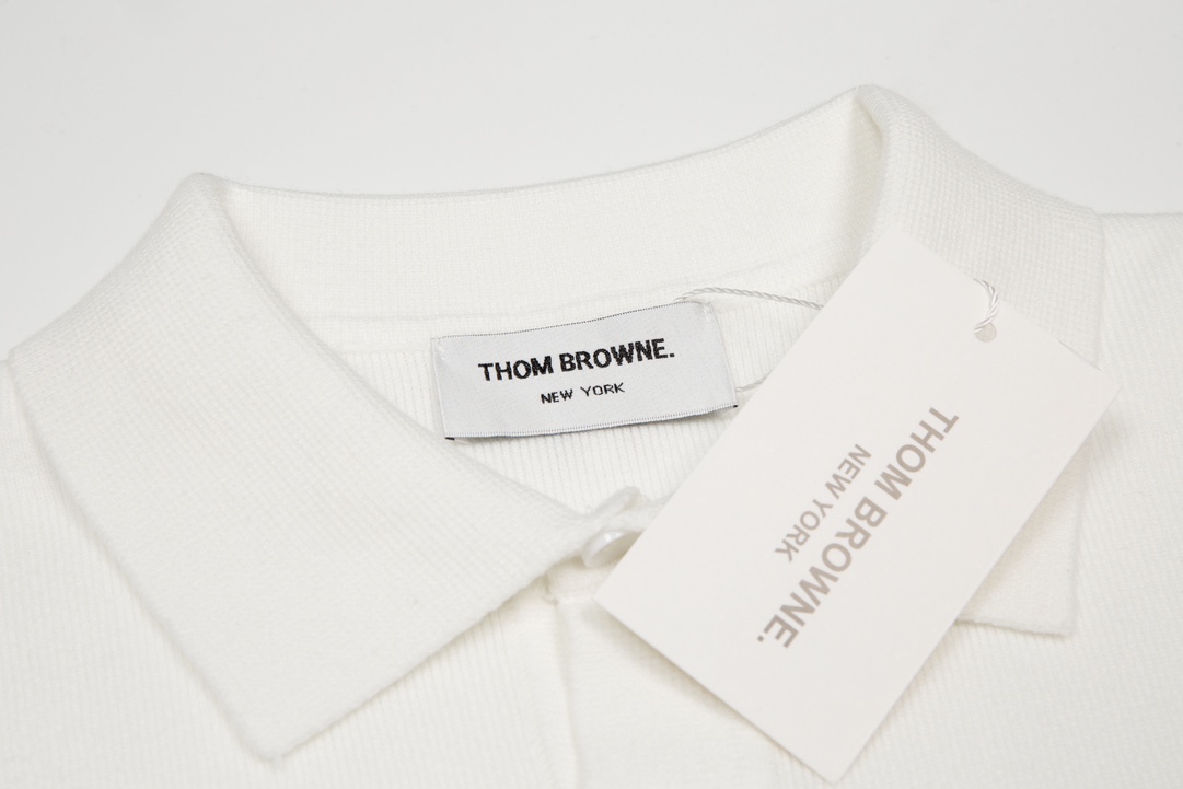 톰브라운(Thom Browne) 사선 암밴드 피케 폴로 셔츠 화이트 - 이미지 3
