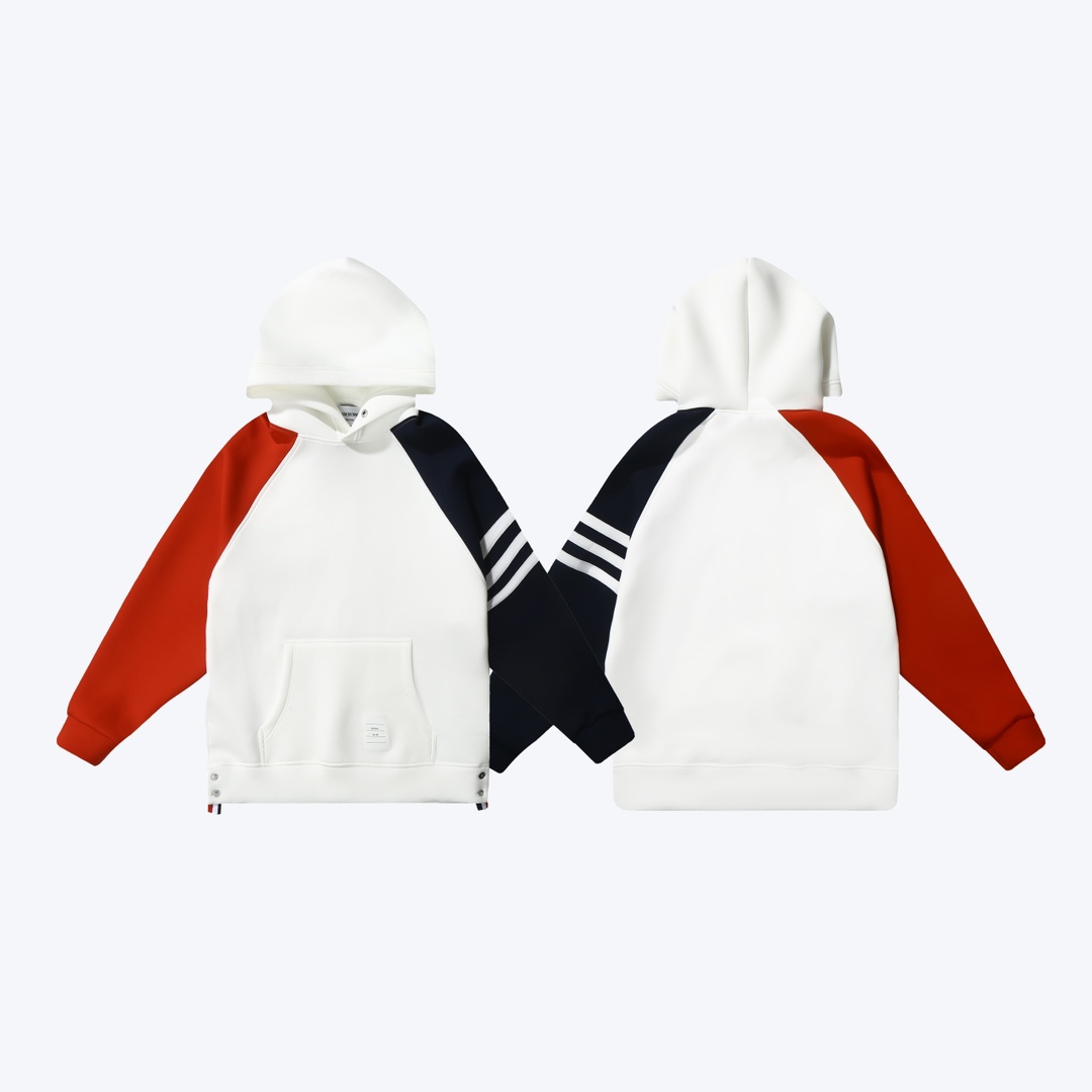 톰브라운(Thom Browne) 암밴드 배색 라그랑 후드 티셔츠 - 이미지 3