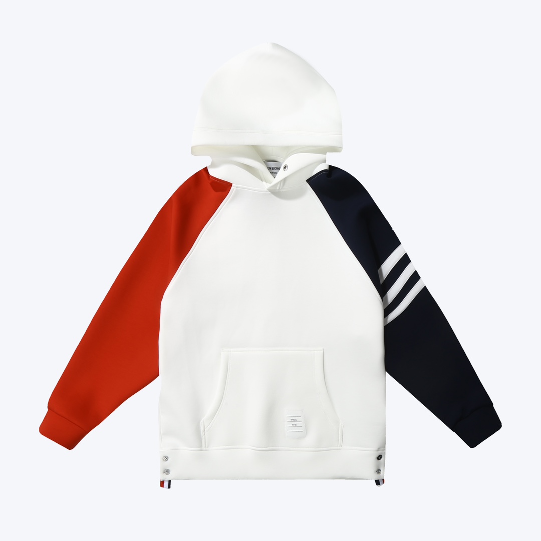 톰브라운(Thom Browne) 암밴드 배색 라그랑 후드 티셔츠 - 이미지 4