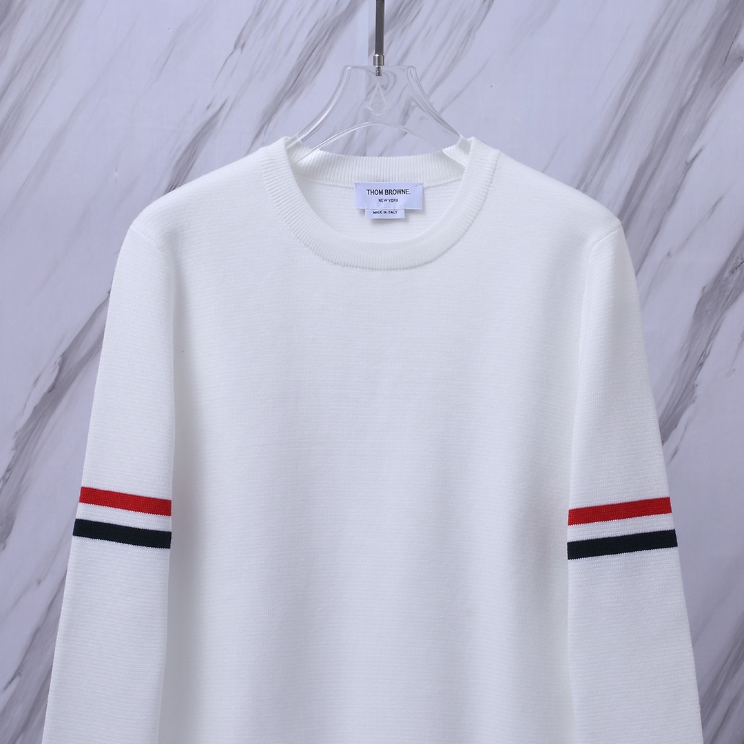 톰브라운(Thom Browne) 스타일 삼색 라인 니트 - 이미지 3