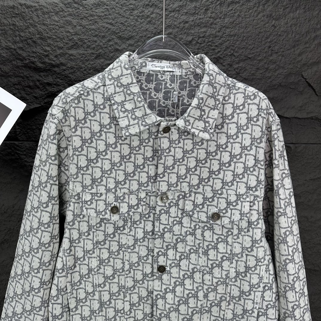 디올(Dior) 오블리크 카스리 코튼 데님 오버셔츠 - 이미지 5