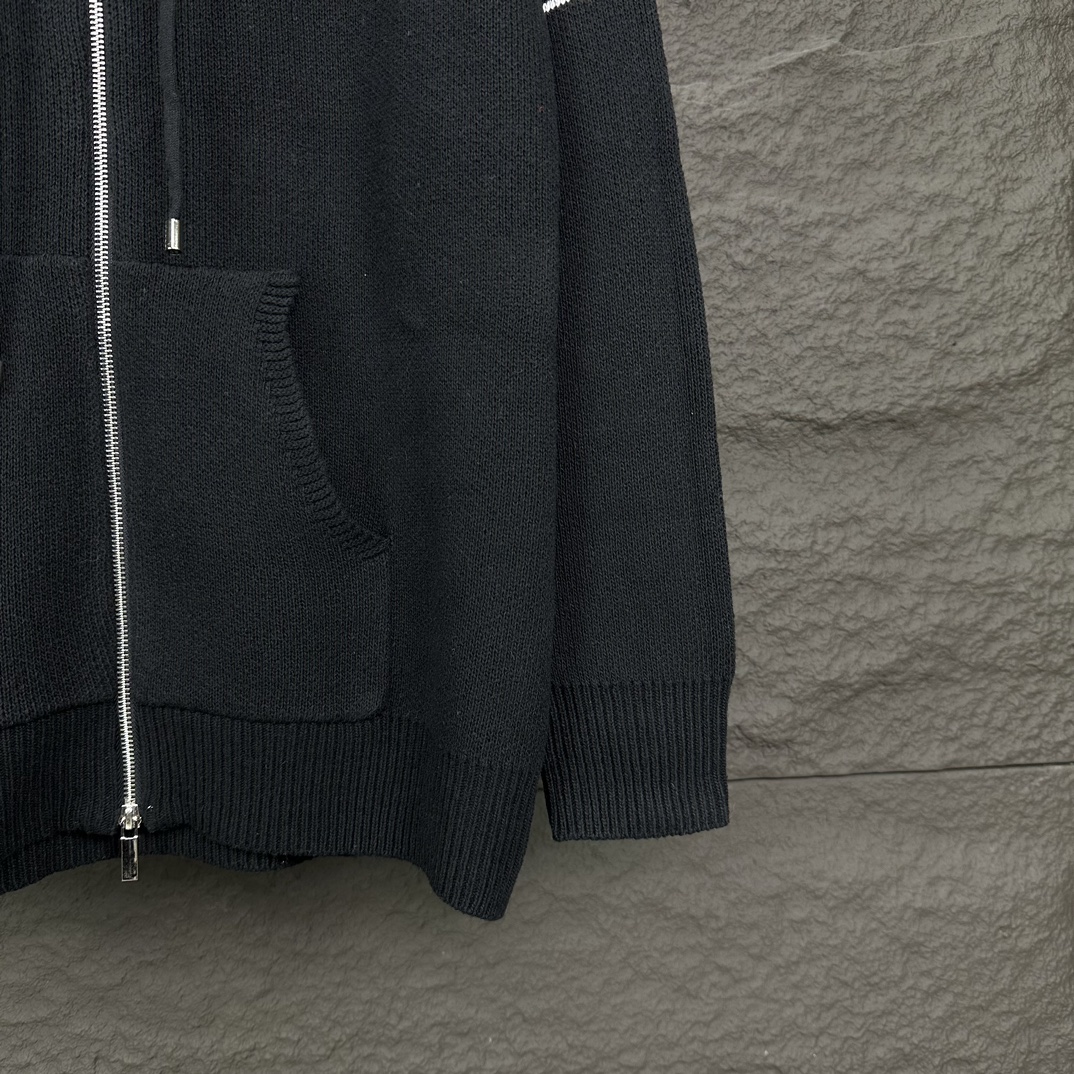 톰브라운(Thom Browne) 사선 암밴드 캐시미어 혼방 니트 후드 집업 - 이미지 6