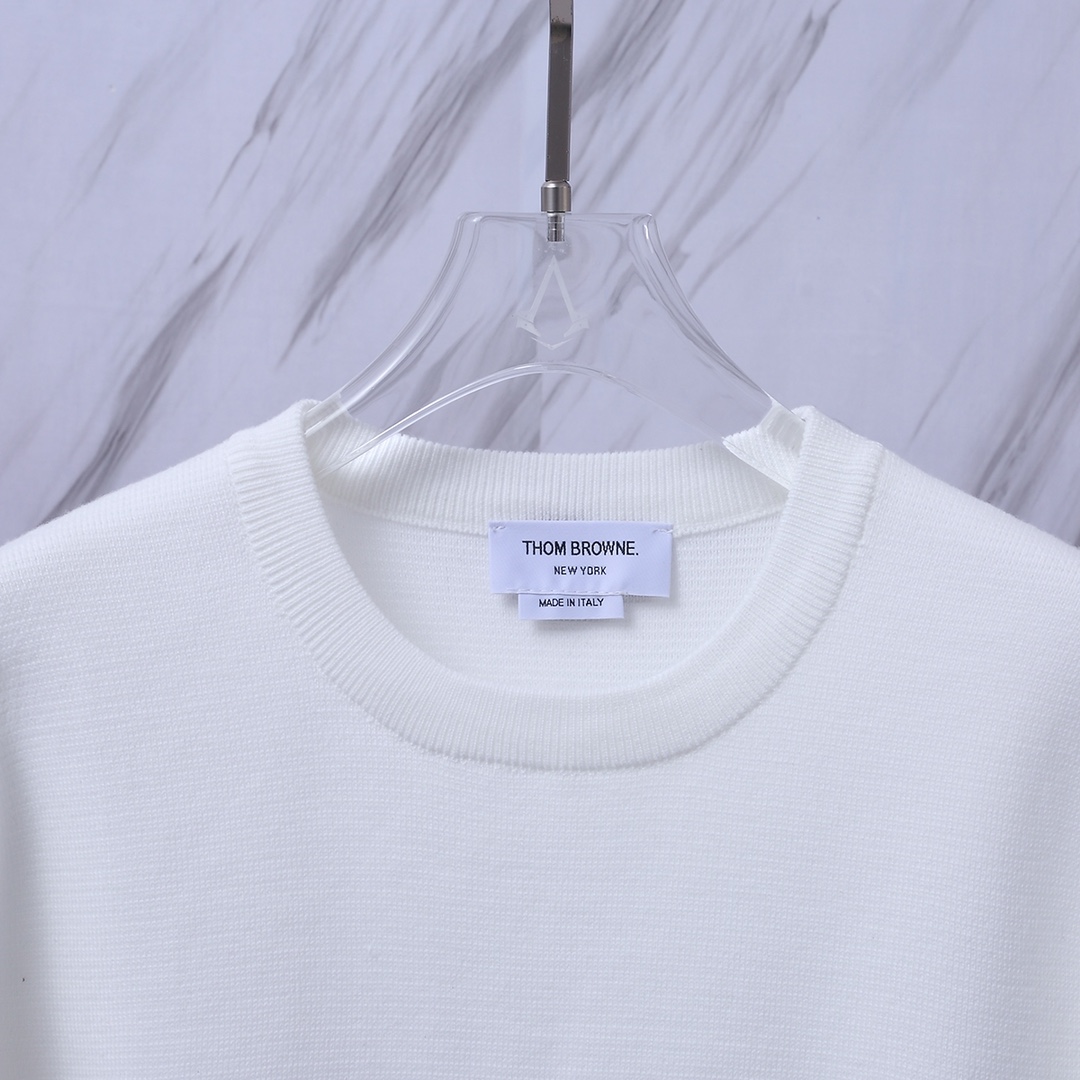 톰브라운(Thom Browne) 스타일 삼색 라인 니트 - 이미지 5