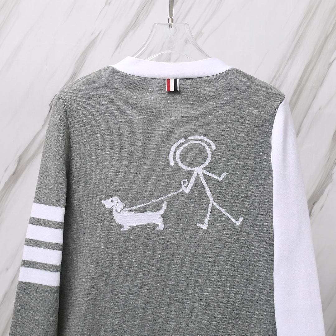 톰브라운(Thom Browne) 헥터 & 스틱맨 그래픽 펀메드 가디건 - 이미지 5