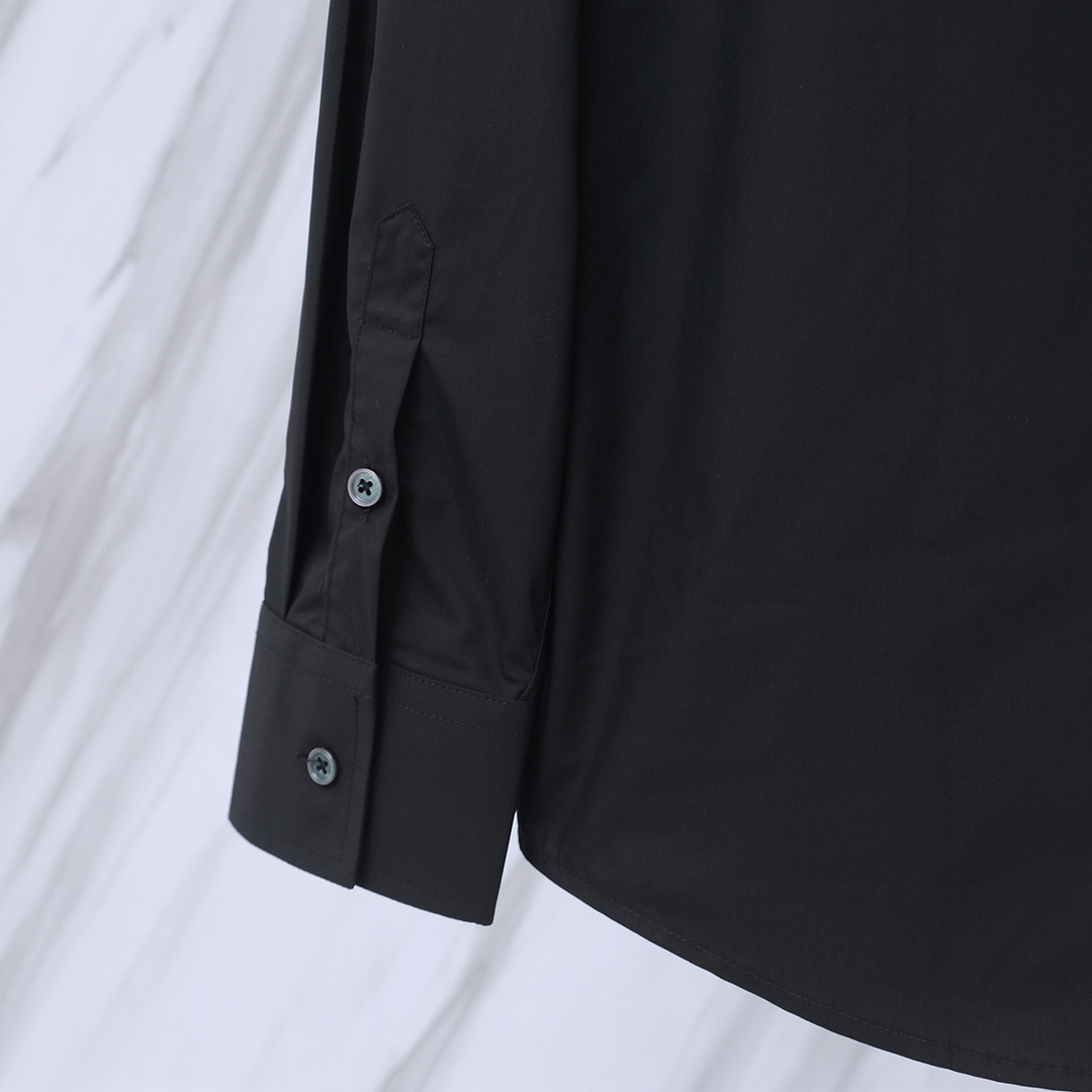 버버리(Burberry) 클래식 솔리드 컬러 로고 자수 긴팔 스트라이프 셔츠 - 이미지 6