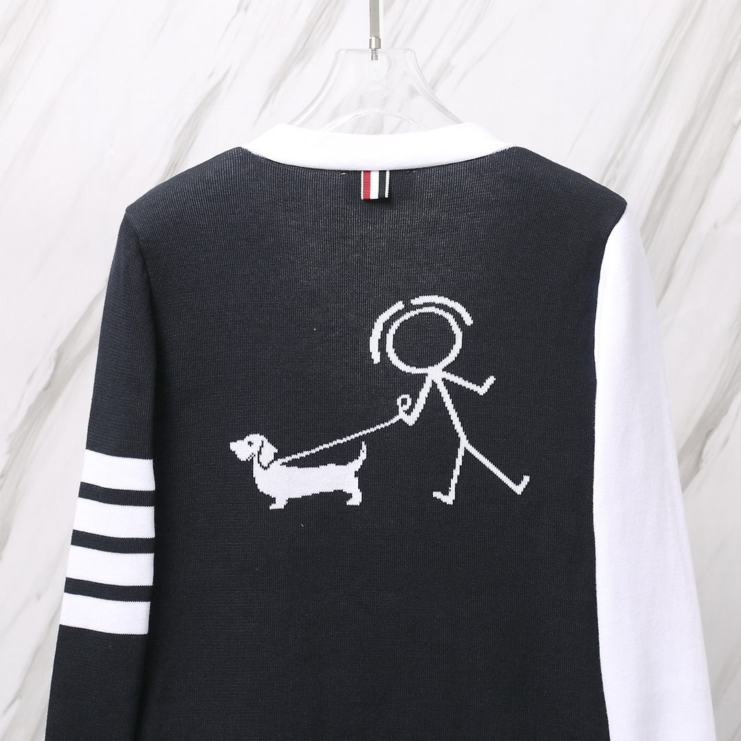 톰브라운(Thom Browne) 헥터 & 스틱맨 그래픽 펀메드 가디건 - 이미지 6