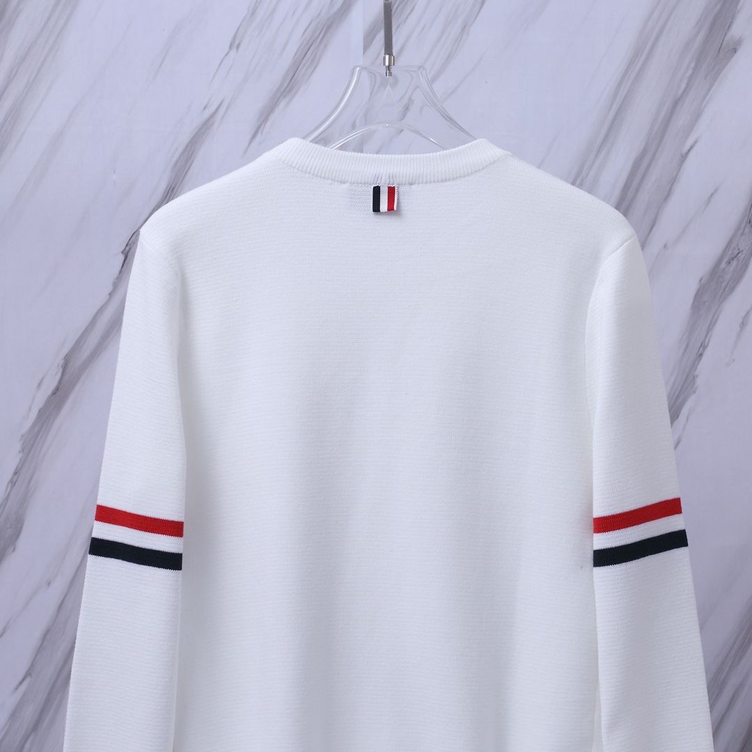 톰브라운(Thom Browne) 스타일 삼색 라인 니트 - 이미지 6