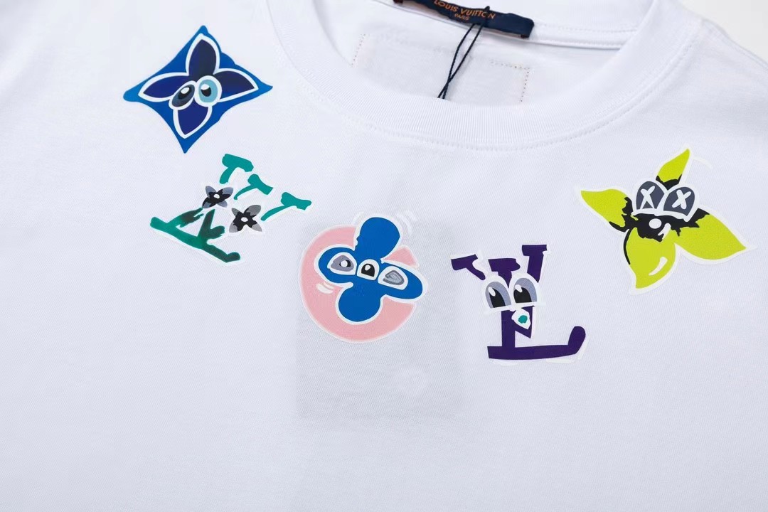 루이비통 (Louis Vuitton) 그래피티 모노그램 플라워 자수 티셔츠 - 이미지 7