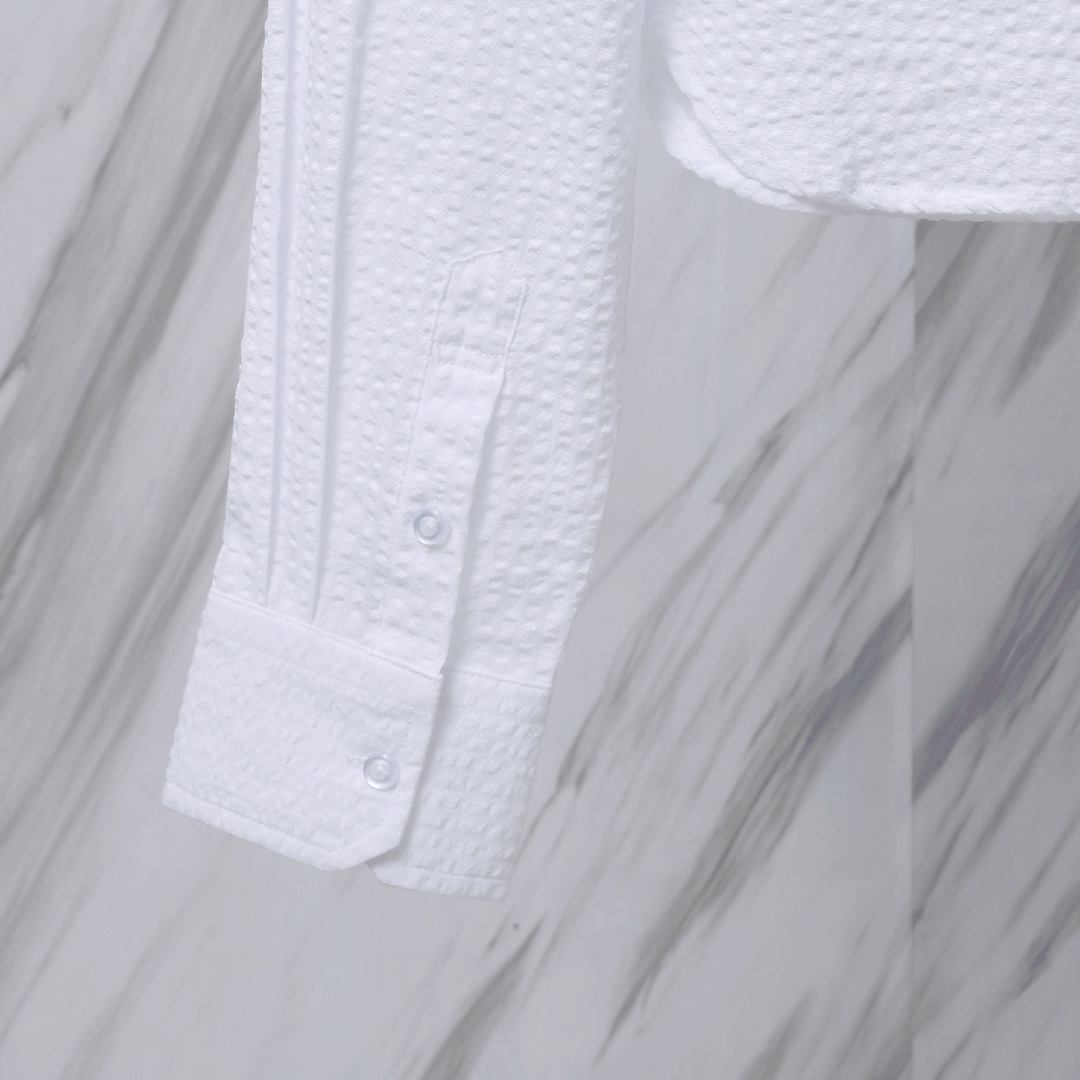 톰브라운(Thom Browne) 여성용 RWB 암밴드 크롭 화이트 셔츠 - 이미지 8