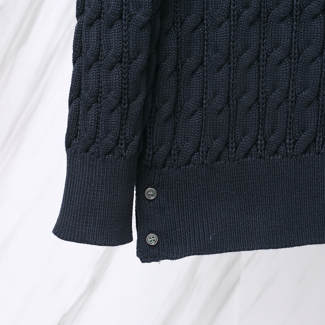 톰브라운(Thom Browne) 클래식 사선 케이블 니트 스웨터 네이비 - 이미지 8