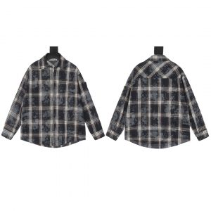 스톤아일랜드(STONE ISLAND) 브러쉬드 체크 집업 셔츠 자켓