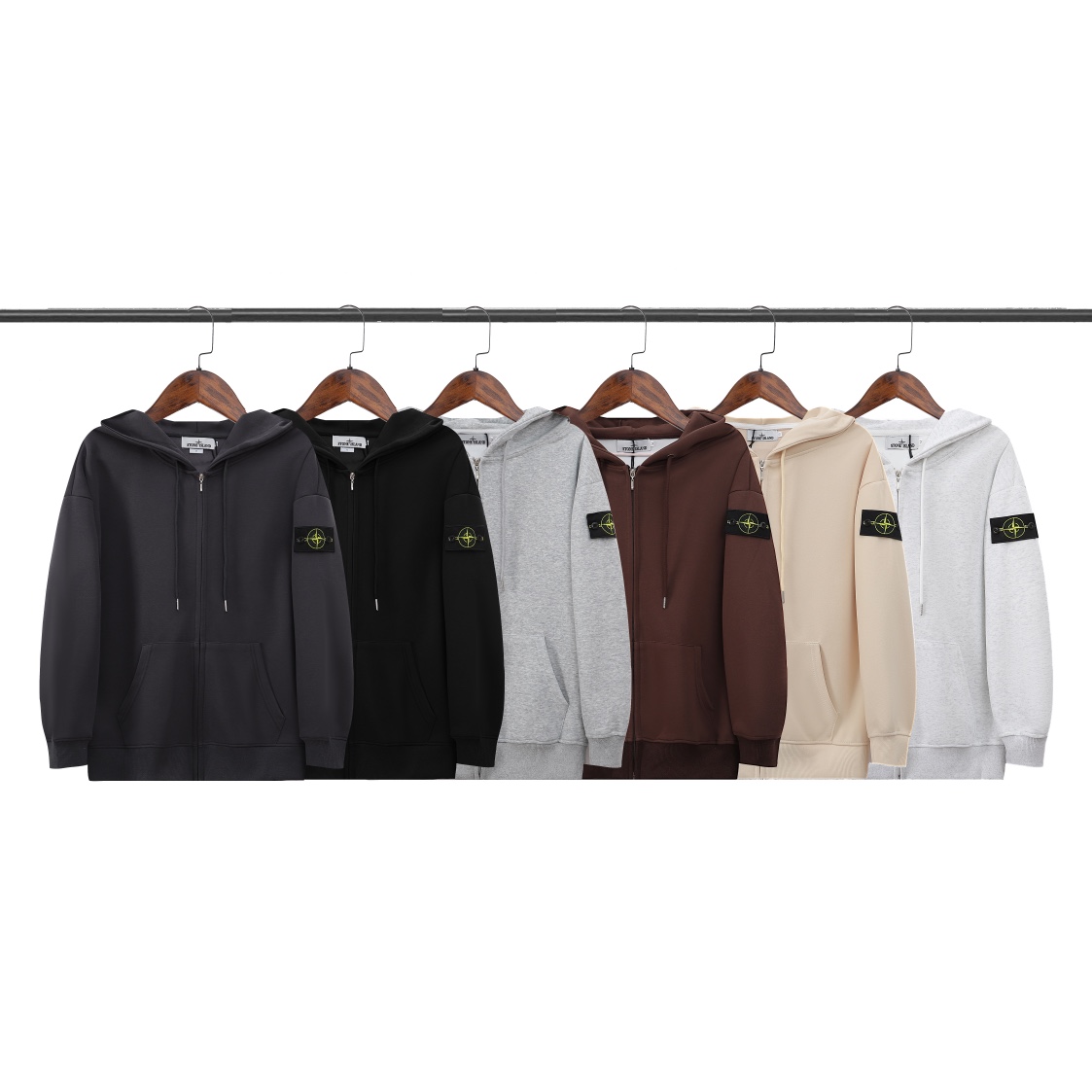스톤아일랜드(STONE ISLAND) 클래식 와펜 후드 집업 자켓