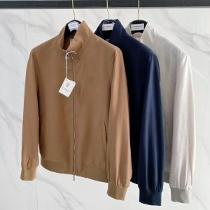 브루넬로 쿠치넬리(Brunello Cucinelli) 시그니처 로고 스탠드 칼라 집업 자켓