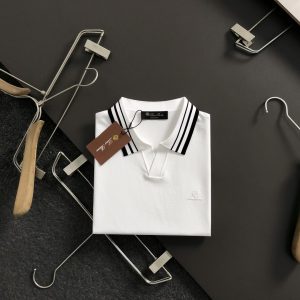 로로피아나 (Loro Piana)스트라이프 배색 코튼 니트 폴로 셔츠