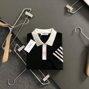 브라운(Thom Browne) 4-바 스트라이프 배색 폴로 셔츠