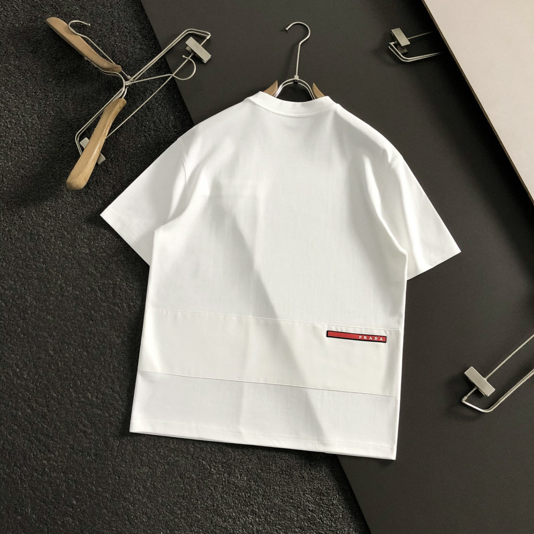 프라다(PRADA) 삼각 로고 포켓 반팔 티셔츠 - 이미지 5