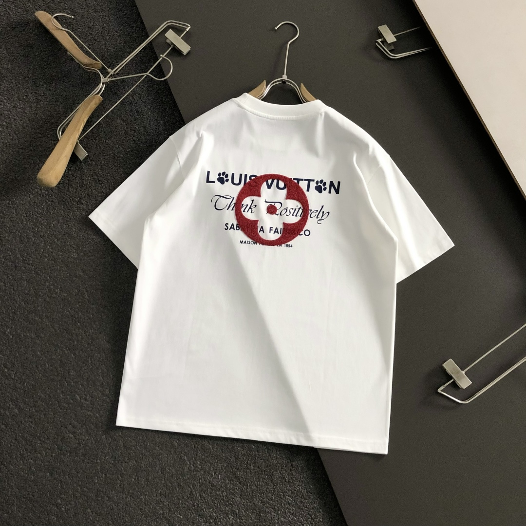루이비통(Louis Vuitton) 레드 모노그램 플라워 패치 티셔츠 - 이미지 5